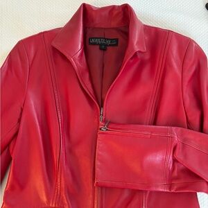 Lafayette 148 New York Vibrant Red Leather Jacket